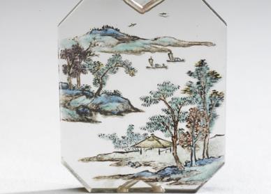 图片[3]-Glass pendant with image of landscapes in painted enamel, Qing dynasty (1644-1911).-China Archive